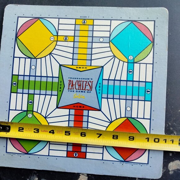 Transogram Pa Chiz Si Game of India Board Card 2 sided Pachisi Vintage 1955 - Picture 5 of 8